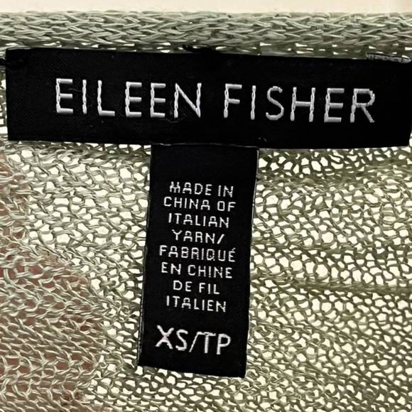 EILEEN FISHER Hemp Blend Textured Knit Long Open Cardigan in Sage Green SZ XS - Picture 7 of 10